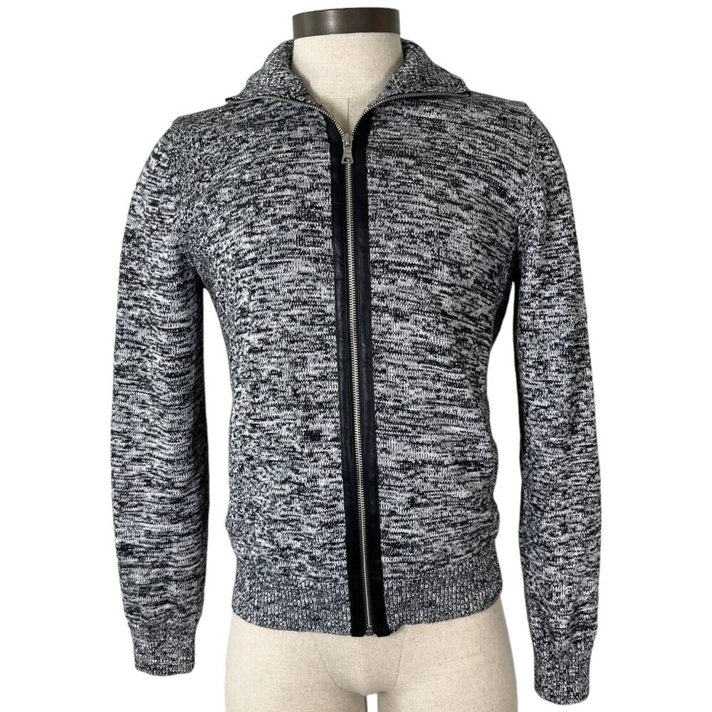 Guess Heather Gray Cotton Zip Front Cardigan Sweater Size Medium